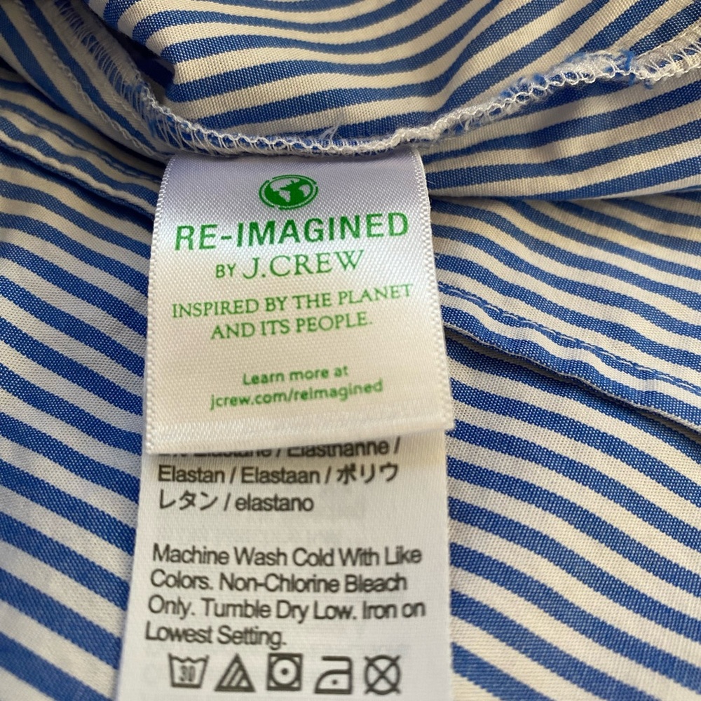 J. Crew Blue and White Striped Sleeveless Button down Shirt S - Picture 4 of 7